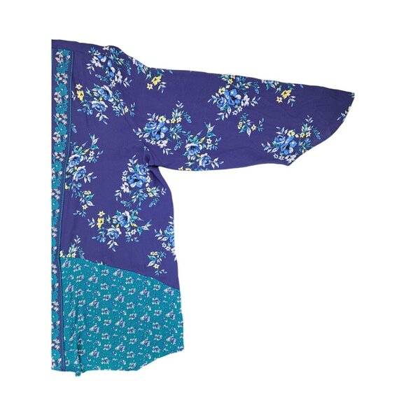 Pioneer Woman Floral Kimono Jacket XXL XXXL Sharkbite Duster Blue Boho 2X 3X New - Picture 7 of 10